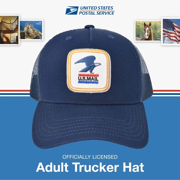 U.S. Mail Trucker Hat, USPS Eagle Embroidered Logo Adjustable Adult Snapback - Picture 2 of 5